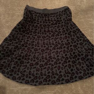 Ann Taylor Animal Print Skater Skirt in Gray and Black